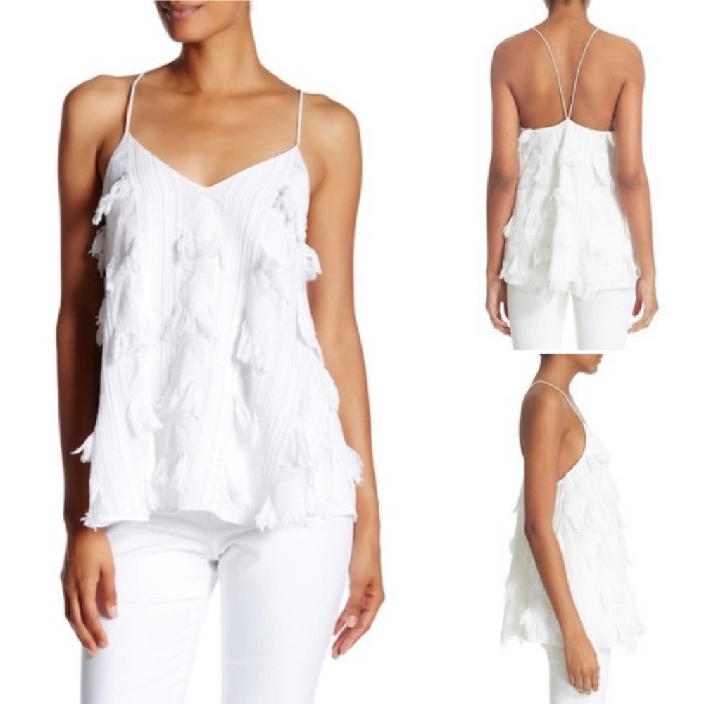 Derek Lam Frayed Tank White Fringe Cami Size 8